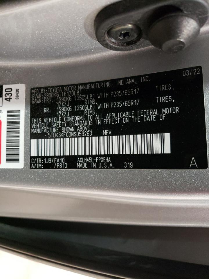 Photo 13 VIN: 5TDKSKFC0NS059263 - TOYOTA SIENNA 