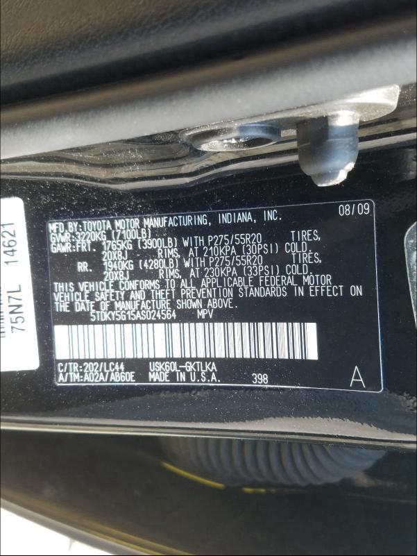 Photo 9 VIN: 5TDKY5G15AS024564 - TOYOTA SEQUOIA LI 