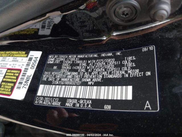 Photo 8 VIN: 5TDKY5G1XBS032127 - TOYOTA SEQUOIA 