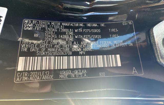 Photo 9 VIN: 5TDKY5G1XGS063708 - TOYOTA SEQUOIA 