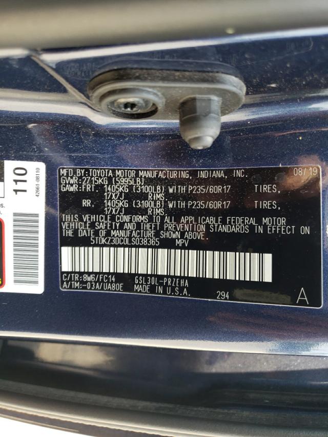 Photo 9 VIN: 5TDKZ3DC0LS038365 - TOYOTA SIENNA LE 