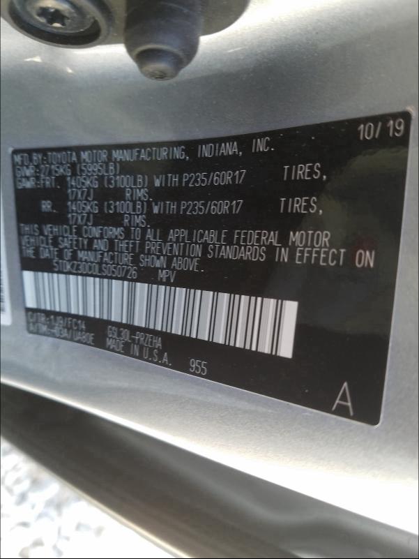 Photo 9 VIN: 5TDKZ3DC0LS050726 - TOYOTA SIENNA LE 