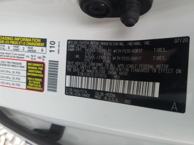 Photo 9 VIN: 5TDKZ3DC0LS078056 - TOYOTA SIENNA LE 