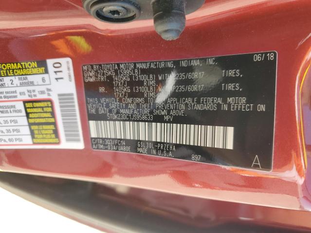 Photo 12 VIN: 5TDKZ3DC1JS958633 - TOYOTA SIENNA LE 