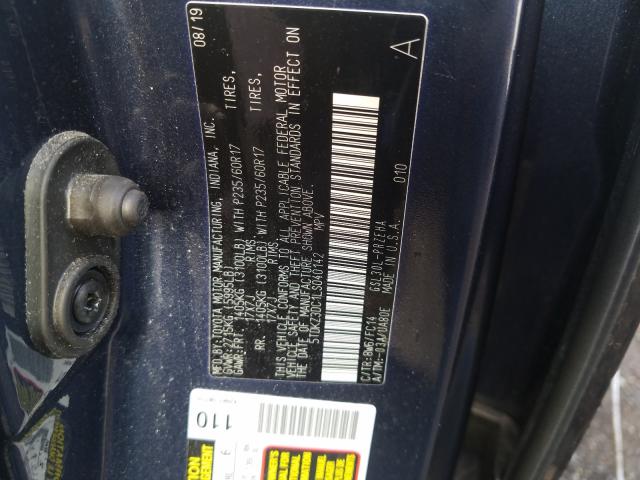 Photo 9 VIN: 5TDKZ3DC1LS040142 - TOYOTA SIENNA LE 