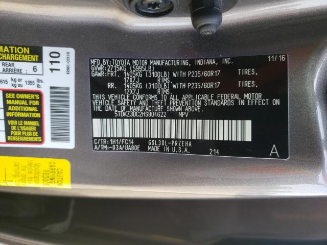 Photo 9 VIN: 5TDKZ3DC2HS804622 - TOYOTA SIENNA LE 