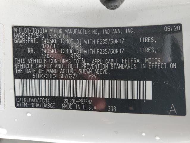 Photo 12 VIN: 5TDKZ3DC2LS076227 - TOYOTA SIENNA 