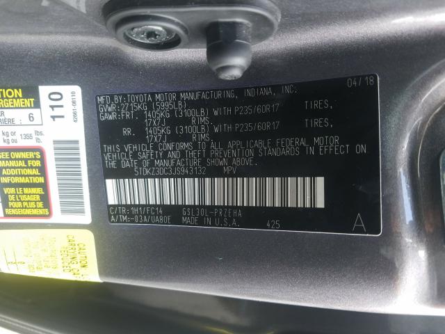 Photo 9 VIN: 5TDKZ3DC3JS943132 - TOYOTA SIENNA LE 