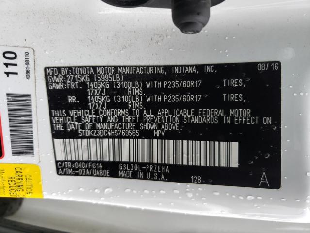 Photo 12 VIN: 5TDKZ3DC4HS769565 - TOYOTA SIENNA LE 