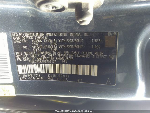 Photo 8 VIN: 5TDKZ3DC4HS793137 - TOYOTA SIENNA 