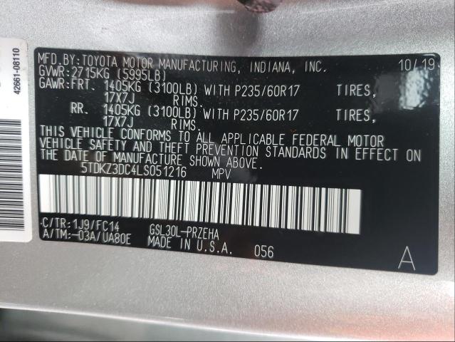 Photo 9 VIN: 5TDKZ3DC4LS051216 - TOYOTA SIENNA LE 