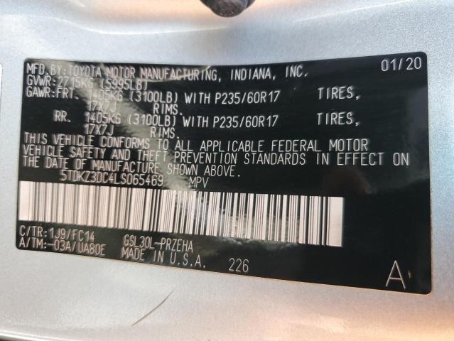 Photo 12 VIN: 5TDKZ3DC4LS065469 - TOYOTA SIENNA LE 