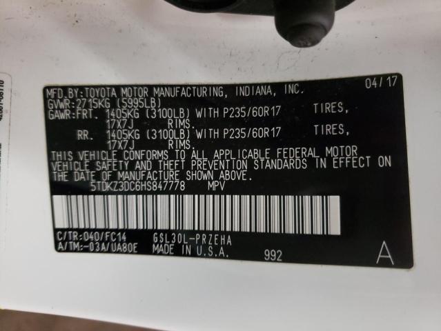 Photo 9 VIN: 5TDKZ3DC6HS847778 - TOYOTA SIENNA LE 