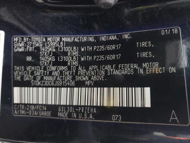 Photo 9 VIN: 5TDKZ3DC6JS915406 - TOYOTA SIENNA LE 