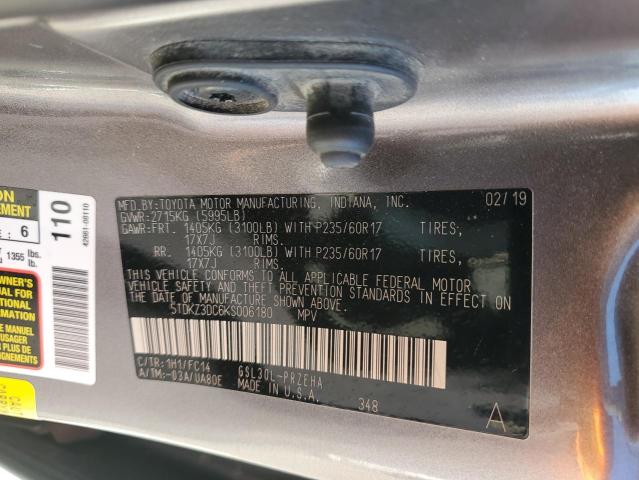 Photo 12 VIN: 5TDKZ3DC6KS006180 - TOYOTA SIENNA LE 