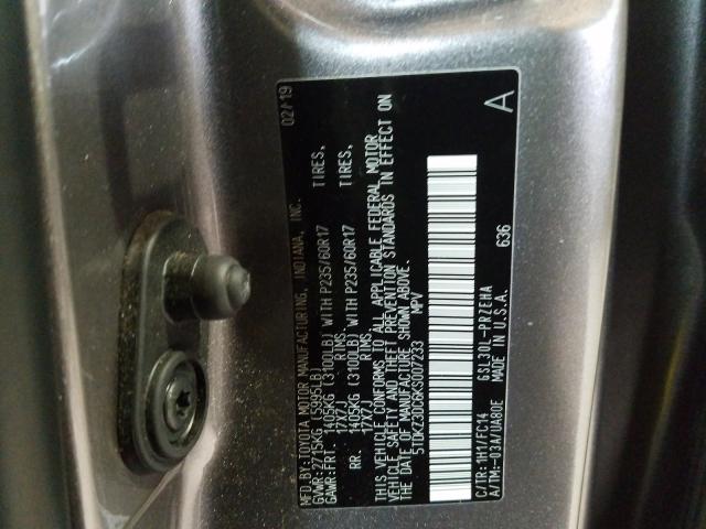 Photo 9 VIN: 5TDKZ3DC6KS007233 - TOYOTA SIENNA LE 