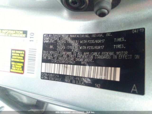 Photo 8 VIN: 5TDKZ3DC6KS019401 - TOYOTA SIENNA 