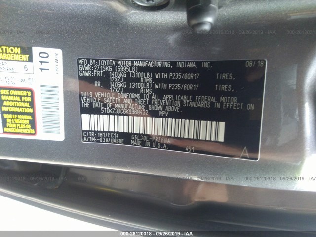 Photo 8 VIN: 5TDKZ3DC6KS968432 - TOYOTA SIENNA 