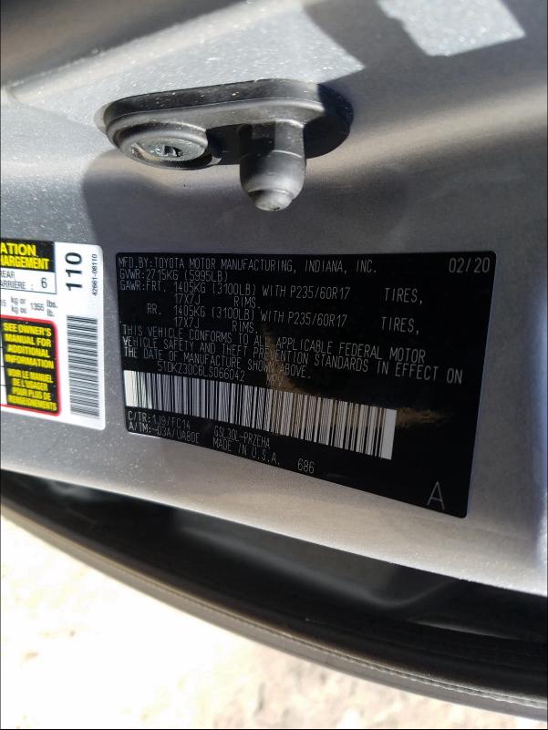 Photo 9 VIN: 5TDKZ3DC6LS066042 - TOYOTA SIENNA LE 