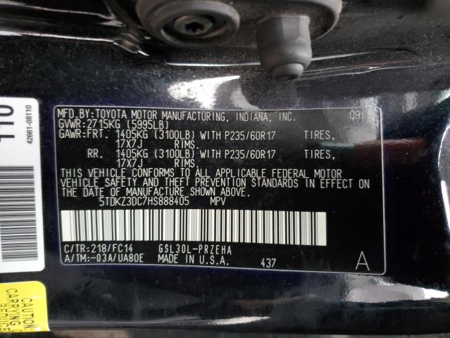 Photo 13 VIN: 5TDKZ3DC7HS888405 - TOYOTA SIENNA LE 