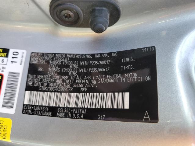 Photo 11 VIN: 5TDKZ3DC7KS989578 - TOYOTA SIENNA LE 