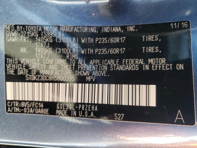 Photo 9 VIN: 5TDKZ3DC8HS800395 - TOYOTA SIENNA LE 