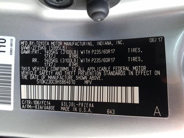 Photo 9 VIN: 5TDKZ3DC9HS864610 - TOYOTA SIENNA LE 