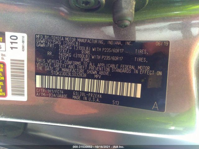 Photo 8 VIN: 5TDKZ3DC9LS032838 - TOYOTA SIENNA 