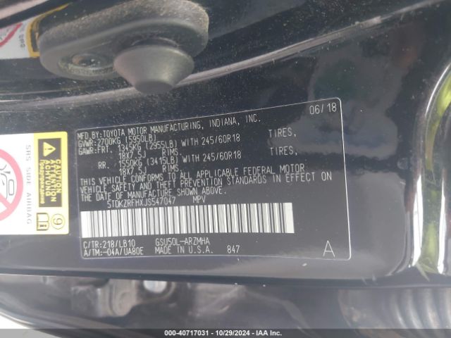 Photo 8 VIN: 5TDKZRFHXJS547047 - TOYOTA HIGHLANDER 