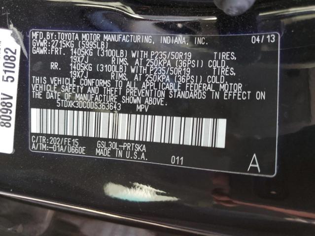 Photo 13 VIN: 5TDXK3DC0DS363643 - TOYOTA SIENNA SPO 