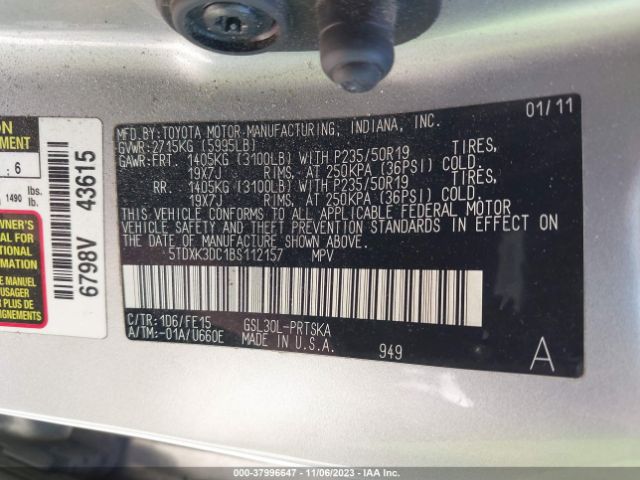 Photo 8 VIN: 5TDXK3DC1BS112157 - TOYOTA SIENNA 