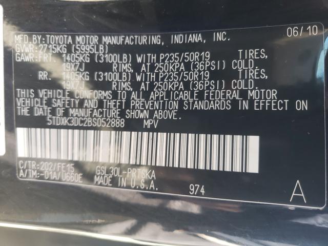 Photo 9 VIN: 5TDXK3DC2BS052888 - TOYOTA SIENNA SPO 