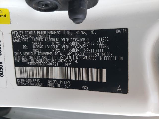 Photo 9 VIN: 5TDXK3DC3DS404721 - TOYOTA SIENNA SPO 