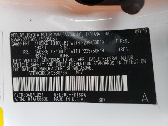 Photo 12 VIN: 5TDXK3DC3FS580736 - TOYOTA SIENNA SPO 