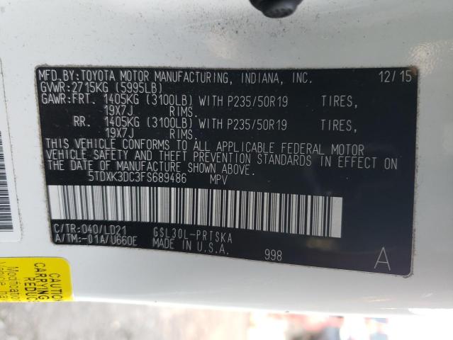 Photo 12 VIN: 5TDXK3DC3FS689486 - TOYOTA SIENNA SPO 