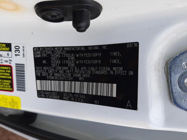 Photo 9 VIN: 5TDXK3DC3GS721354 - TOYOTA SIENNA SE 