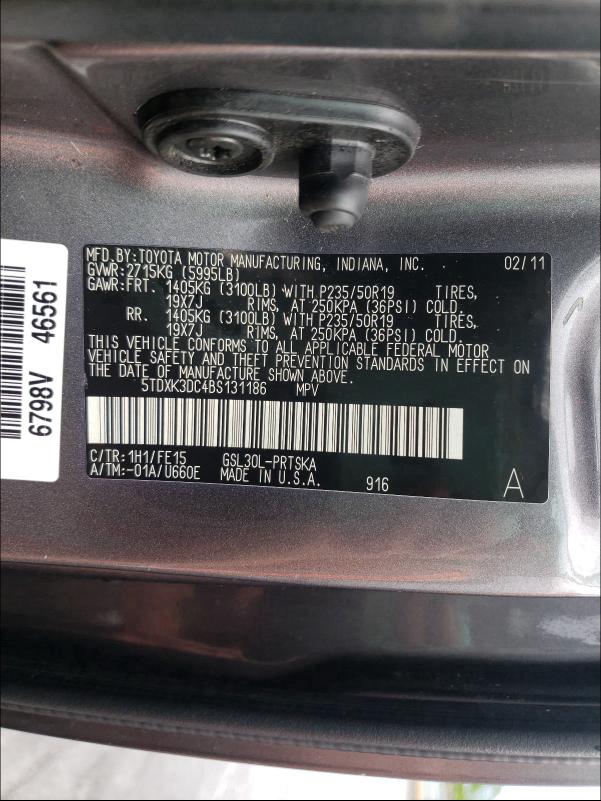 Photo 9 VIN: 5TDXK3DC4BS131186 - TOYOTA SIENNA SPO 