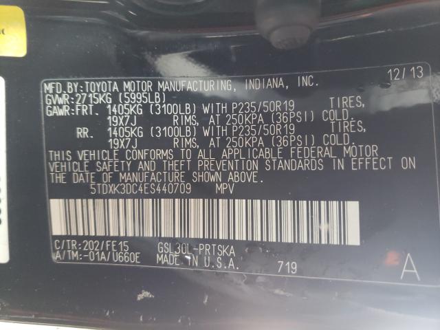 Photo 9 VIN: 5TDXK3DC4ES440709 - TOYOTA SIENNA SPO 