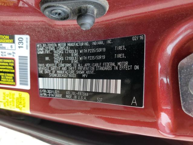 Photo 12 VIN: 5TDXK3DC4GS716003 - TOYOTA SIENNA SE 