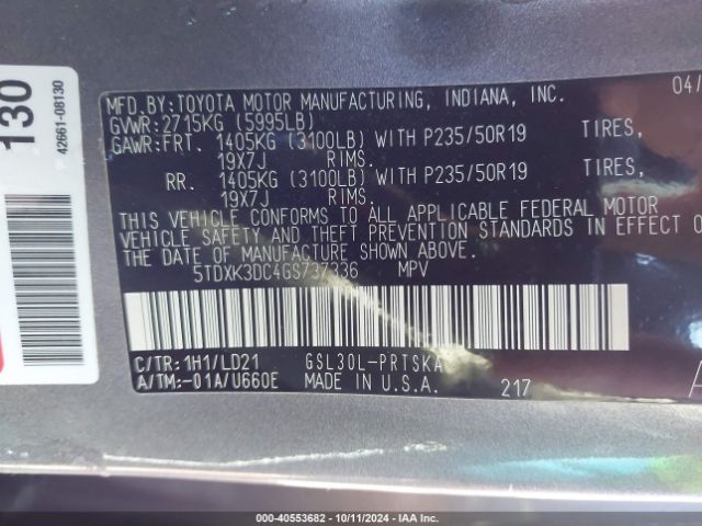 Photo 8 VIN: 5TDXK3DC4GS737336 - TOYOTA SIENNA 