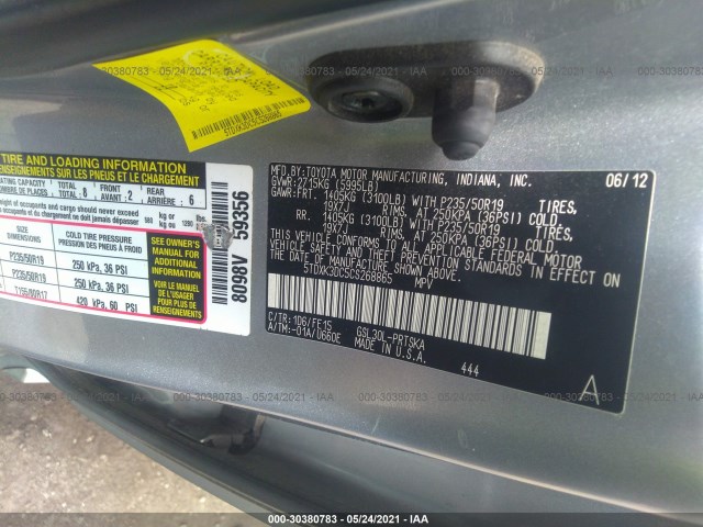 Photo 8 VIN: 5TDXK3DC5CS268865 - TOYOTA SIENNA 