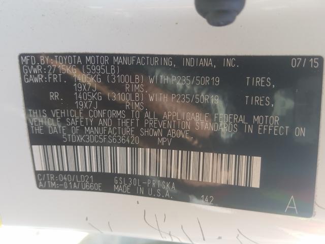 Photo 9 VIN: 5TDXK3DC5FS636420 - TOYOTA SIENNA SPO 