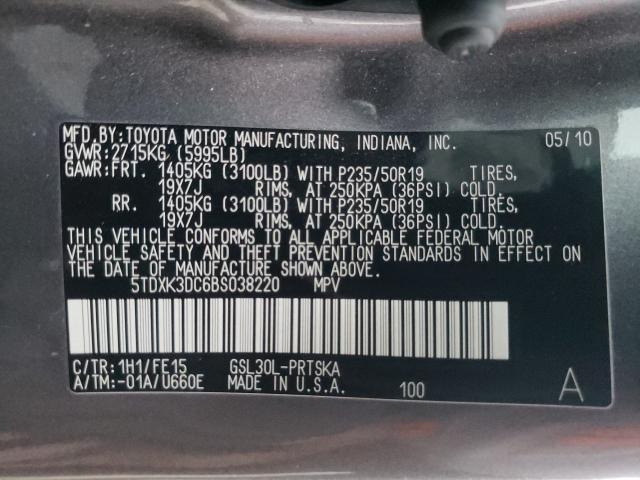 Photo 9 VIN: 5TDXK3DC6BS038220 - TOYOTA SIENNA SPO 