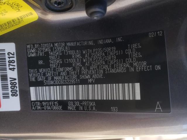 Photo 9 VIN: 5TDXK3DC6CS229511 - TOYOTA SIENNA SPO 