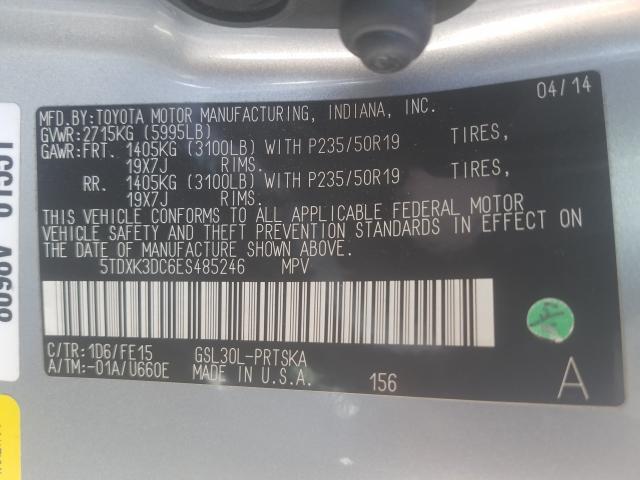 Photo 9 VIN: 5TDXK3DC6ES485246 - TOYOTA SIENNA SPO 