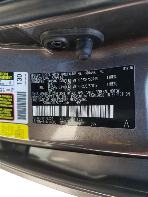 Photo 9 VIN: 5TDXK3DC7GS704184 - TOYOTA SIENNA SE 