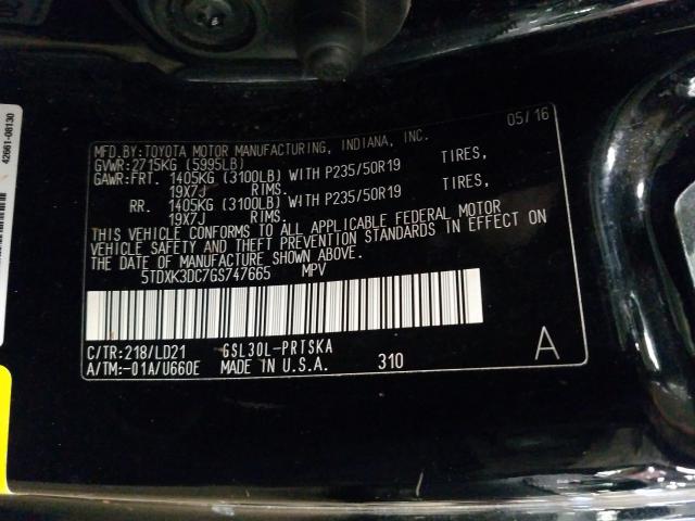 Photo 9 VIN: 5TDXK3DC7GS747665 - TOYOTA SIENNA SE 