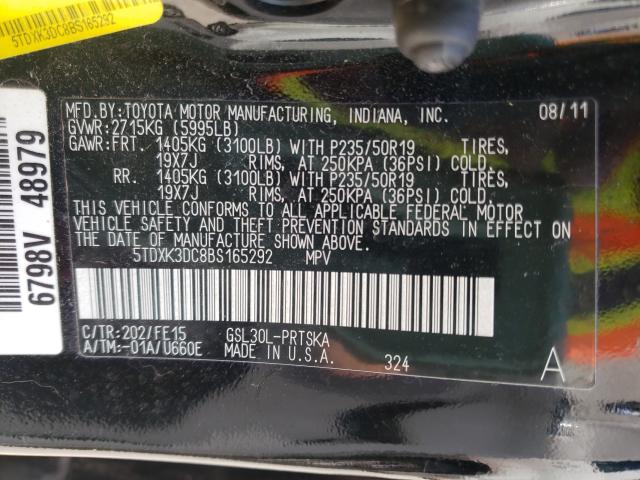 Photo 9 VIN: 5TDXK3DC8BS165292 - TOYOTA SIENNA SPO 