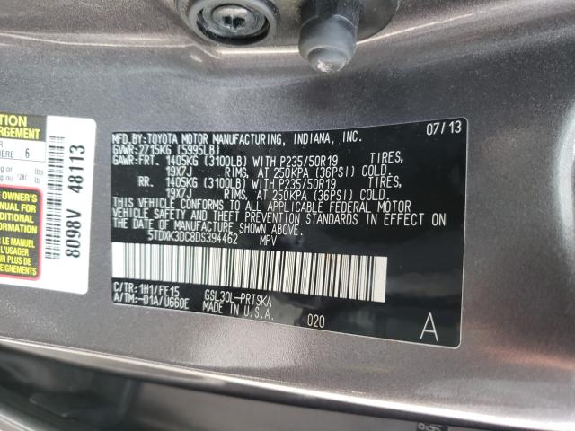 Photo 9 VIN: 5TDXK3DC8DS394462 - TOYOTA SIENNA SPO 