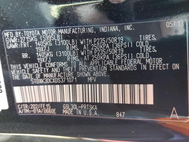 Photo 13 VIN: 5TDXK3DCXDS371071 - TOYOTA SIENNA SPO 